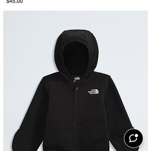 NWT North Face Baby Glacier Full Zip Hoodie Black